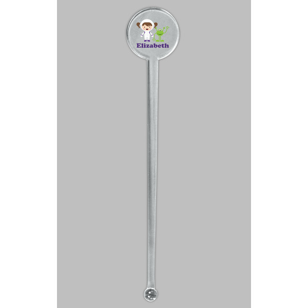 Girls Astronaut Clear Plastic 7" Stir Stick - Round - Single Stick