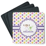 Girls Astronaut Square Rubber Backed Coasters - Set of 4 (Personalized)