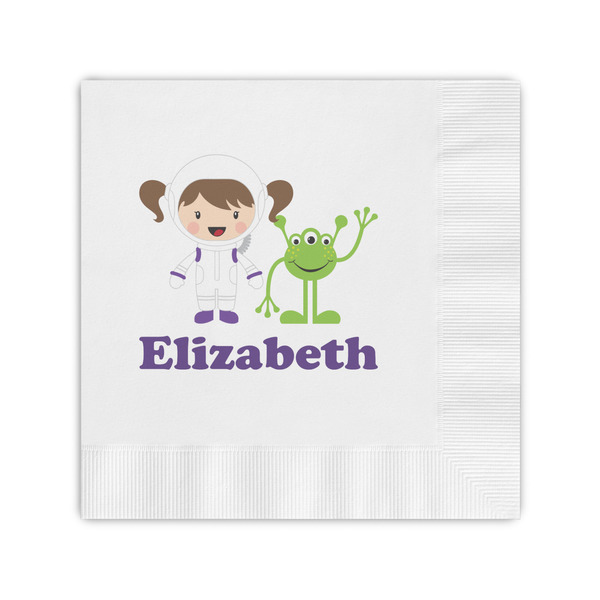 Custom Girls Astronaut Coined Cocktail Napkins (Personalized)