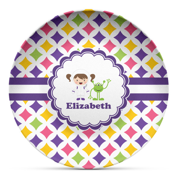 Custom Girls Astronaut Microwave Safe Plastic Plate - Composite Polymer (Personalized)