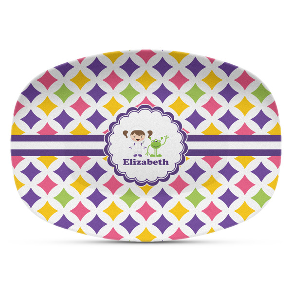 Custom Girls Astronaut Plastic Platter - Microwave & Oven Safe Composite Polymer (Personalized)