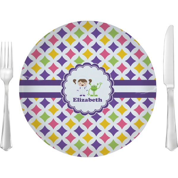 Custom Girls Astronaut 10" Glass Lunch / Dinner Plates - Single or Set (Personalized)