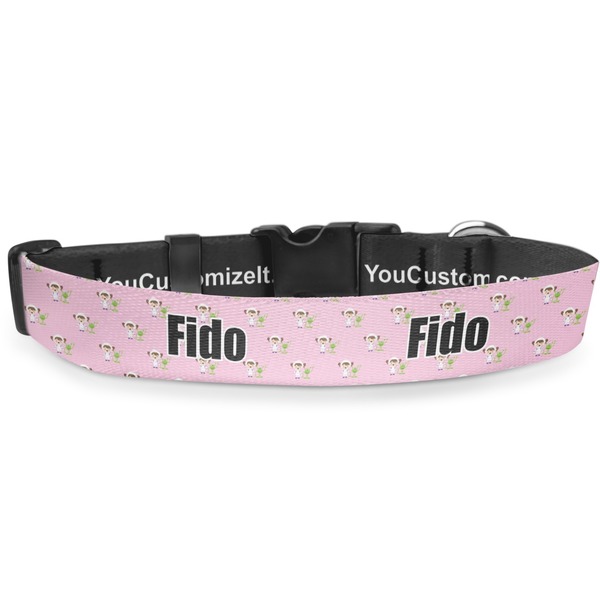 Custom Girls Astronaut Deluxe Dog Collar - Double Extra Large (20.5" to 35") (Personalized)