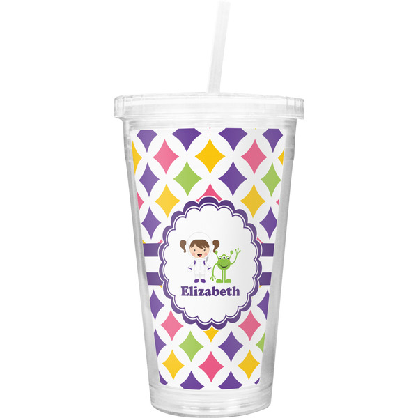 Custom Girls Astronaut Double Wall Tumbler with Straw (Personalized)