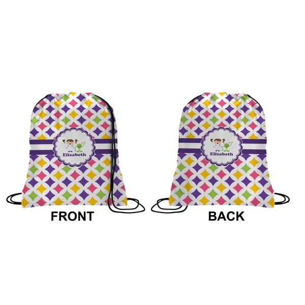 Girls Astronaut Drawstring Backpack Front & Back Small