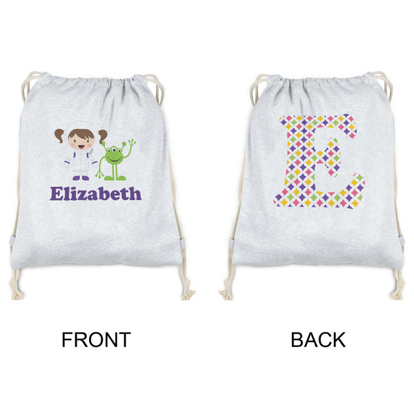 Girls Astronaut Drawstring Backpacks - Sweatshirt Fleece - Double Sided - APPROVAL