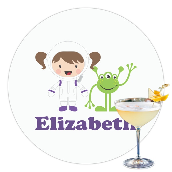 Custom Girls Astronaut Printed Drink Topper - 3.5" (Personalized)