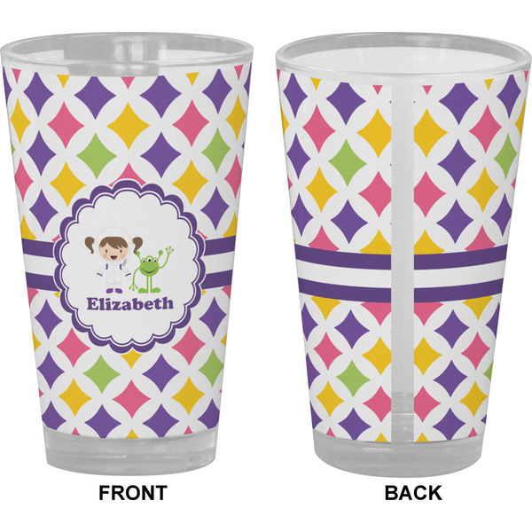 Girls Astronaut Pint Glass - Full Color - Front & Back Views
