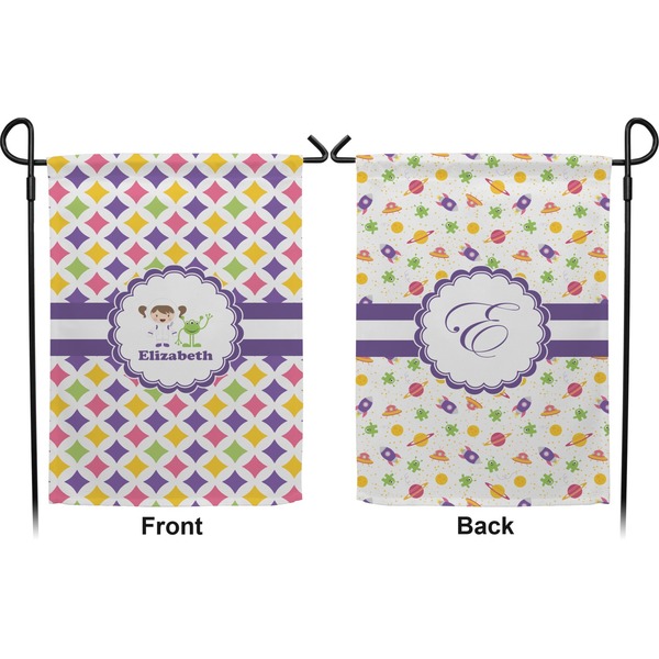 Girls Astronaut Garden Flag - Double Sided Front and Back