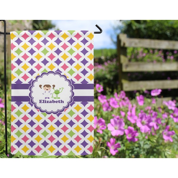 Girls Astronaut Garden Flag - Outside In Flowers