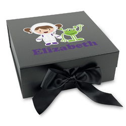 Girls Astronaut Gift Box with Magnetic Lid - Black (Personalized)