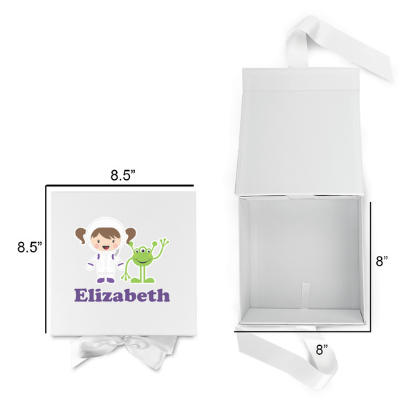 Girls Astronaut Gift Boxes with Magnetic Lid - White - Open & Closed