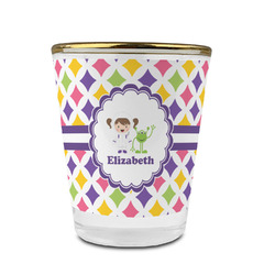 Girls Astronaut Glass Shot Glass - 1.5 oz - with Gold Rim - Set of 4 (Personalized)