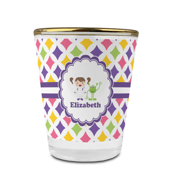 Custom Girls Astronaut Glass Shot Glass - 1.5 oz - with Gold Rim - Set of 4 (Personalized)