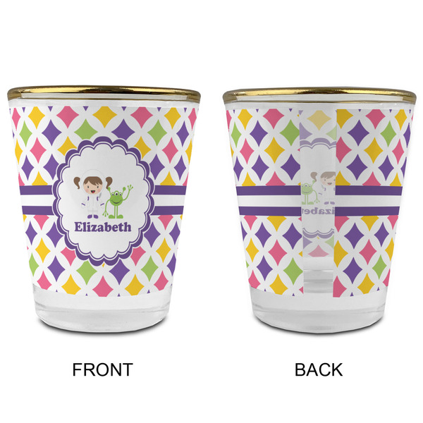 Girls Astronaut Glass Shot Glass - with gold rim - APPROVAL