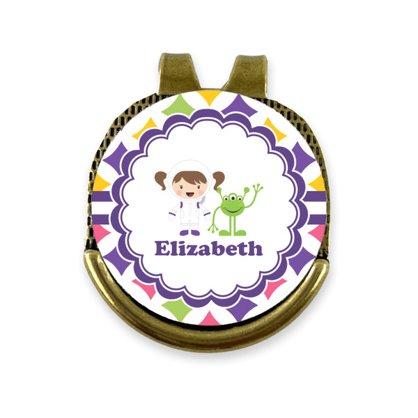 Custom Girls Astronaut Golf Ball Marker - Hat Clip - Gold