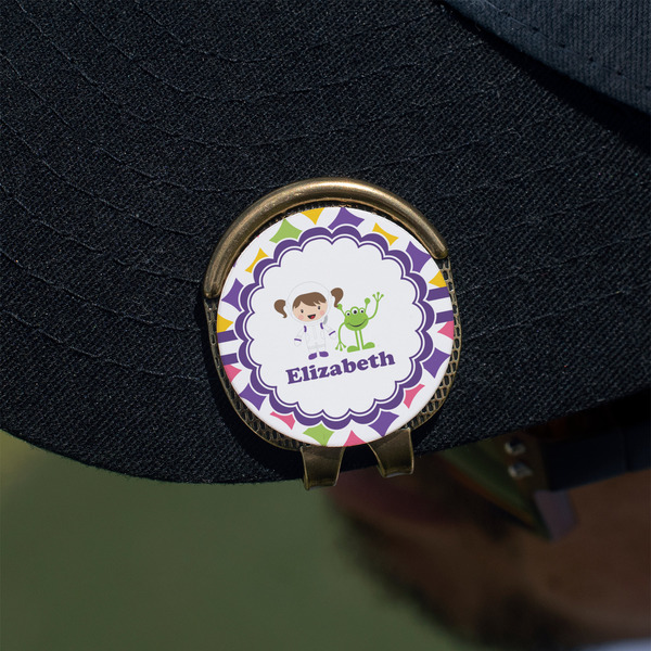 Girls Astronaut Golf Ball Marker Hat Clip - Gold - On Hat