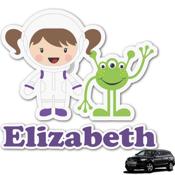 Custom Girls Astronaut Graphic Car Decal (Personalized)