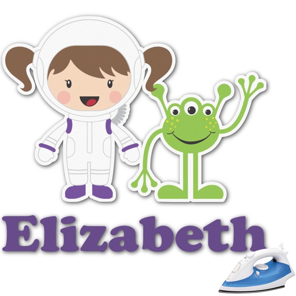 Custom Girls Astronaut Graphic Iron On Transfer - Up to 9"x9" (Personalized)