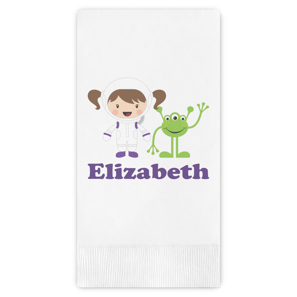 Custom Girls Astronaut Guest Napkins - Full Color - Embossed Edge (Personalized)