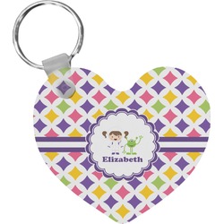 Girls Astronaut Heart Plastic Keychain w/ Name or Text