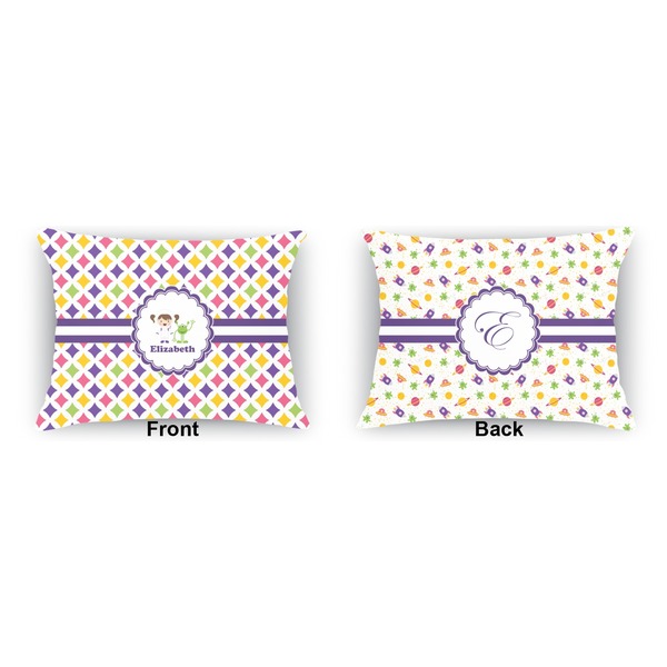 Girls Astronaut  Indoor Rectangular Burlap Pillow (Front and Back)