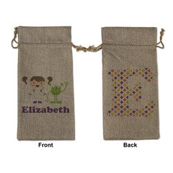 Girls Astronaut Large Burlap Gift Bag - Front & Back (Personalized)