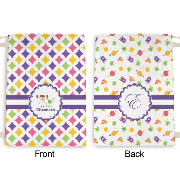 Girls Astronaut Large Laundry Bag - Front & Back View