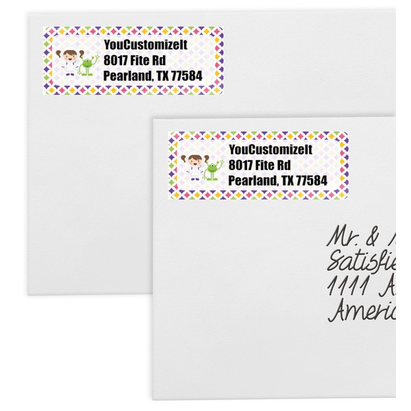 Girls Astronaut Mailing Labels - Double Stack Close Up