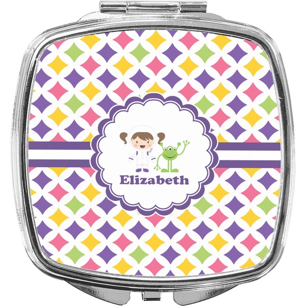 Custom Girls Astronaut Compact Makeup Mirror (Personalized)