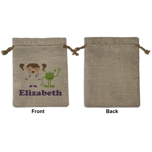 Girls Astronaut Medium Burlap Gift Bag - Front Approval