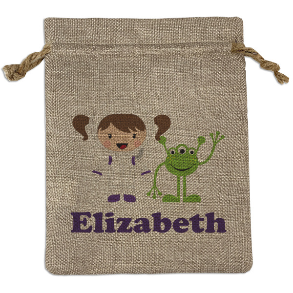 Custom Girls Astronaut Burlap Gift Bag (Personalized)