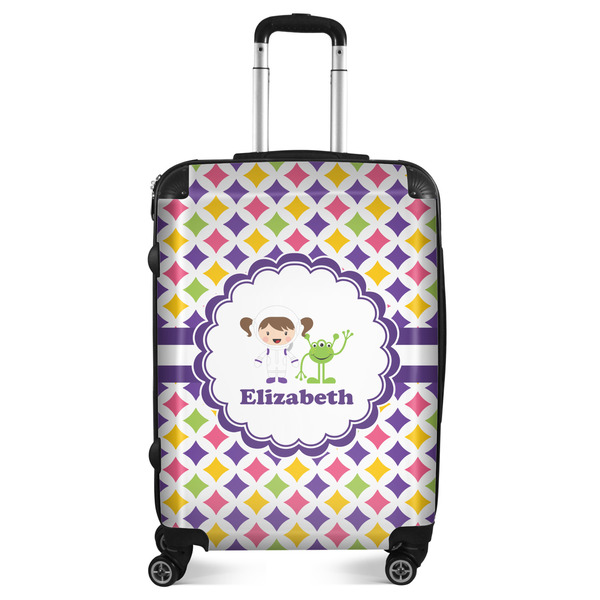 Custom Girls Astronaut Suitcase - 24" Medium - Checked (Personalized)