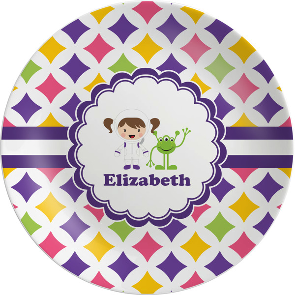 Custom Girls Astronaut Melamine Salad Plate - 8" (Personalized)