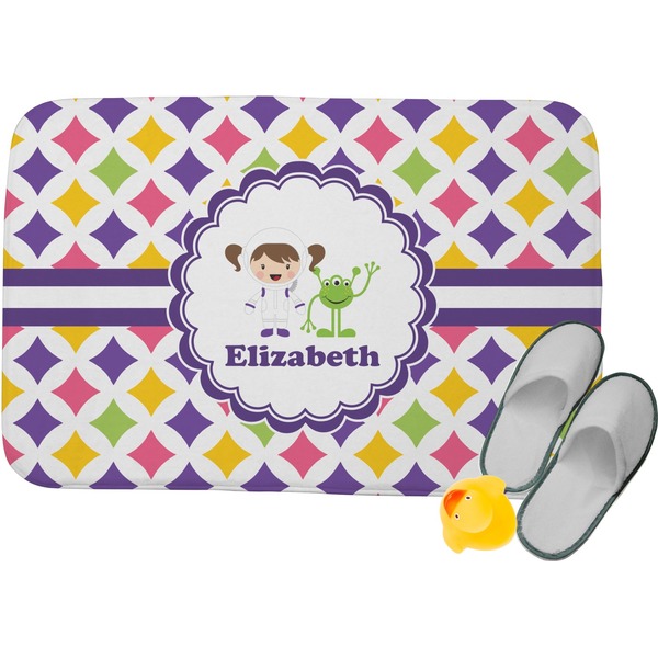 Custom Girls Astronaut Memory Foam Bath Mat - 24"x17" (Personalized)