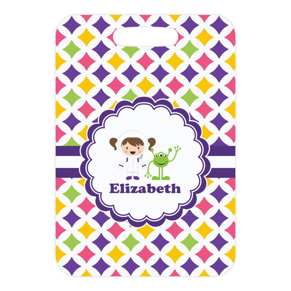 Girls Astronaut Metal Luggage Tag - Front Without Strap