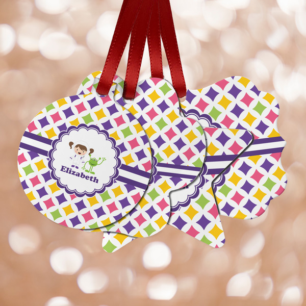 Custom Girls Astronaut Metal Ornaments - Double Sided w/ Name or Text