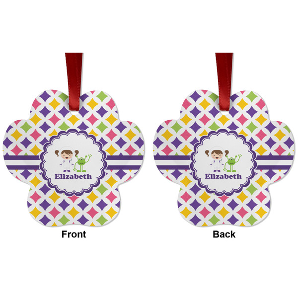 Girls Astronaut Metal Paw Ornament - Front and Back