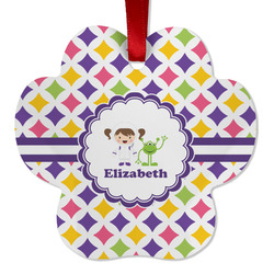 Girls Astronaut Metal Paw Ornament - Double Sided w/ Name or Text