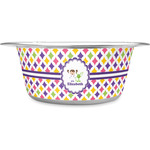 Girls Astronaut Stainless Steel Dog Bowl - Large (Personalized)