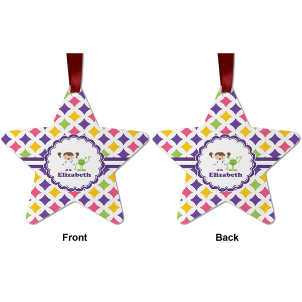 Girls Astronaut Metal Star Ornament - Front and Back