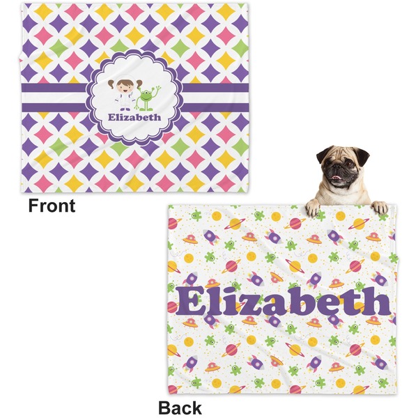 Girls Astronaut Microfleece Dog Blanket - Large- Front & Back