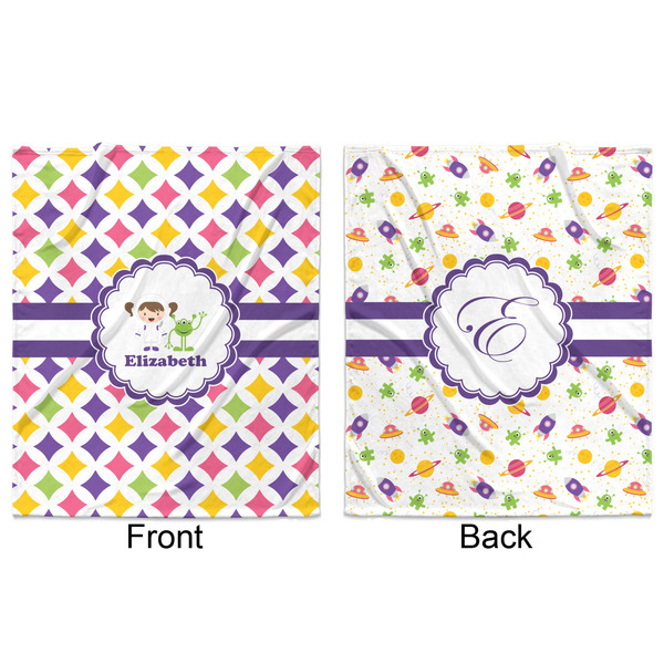 Girls Astronaut Minky Blanket - 50"x60" - Double Sided - Front & Back