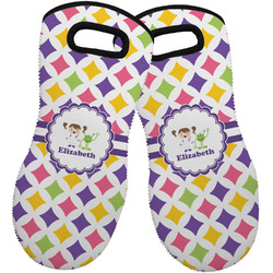 Girls Astronaut Neoprene Oven Mitts - Set of 2 w/ Name or Text