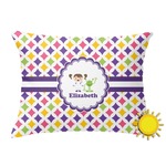 Girls Astronaut Outdoor Throw Pillow (Rectangular) (Personalized)