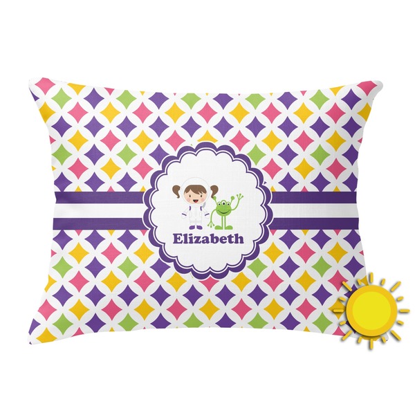 Custom Girls Astronaut Outdoor Throw Pillow (Rectangular) (Personalized)