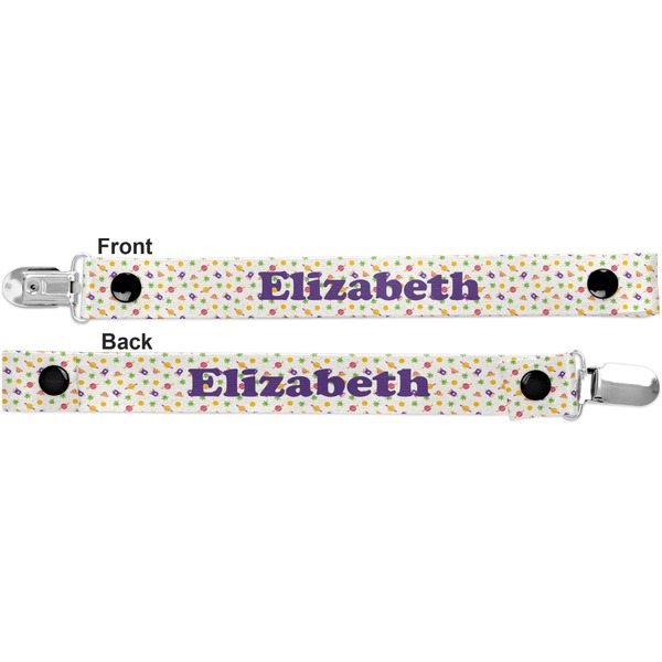 Girls Astronaut Pacifier Clip - Front and Back
