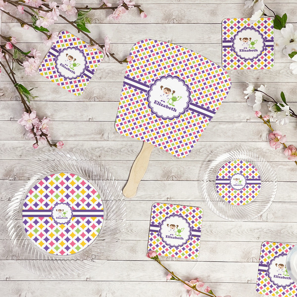 Girls Astronaut Party Supplies Combination Image - All items - Plates, Coasters, Fans