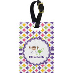 Girls Astronaut Plastic Luggage Tag - Rectangular w/ Name or Text