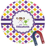 Girls Astronaut Round Fridge Magnet (Personalized)